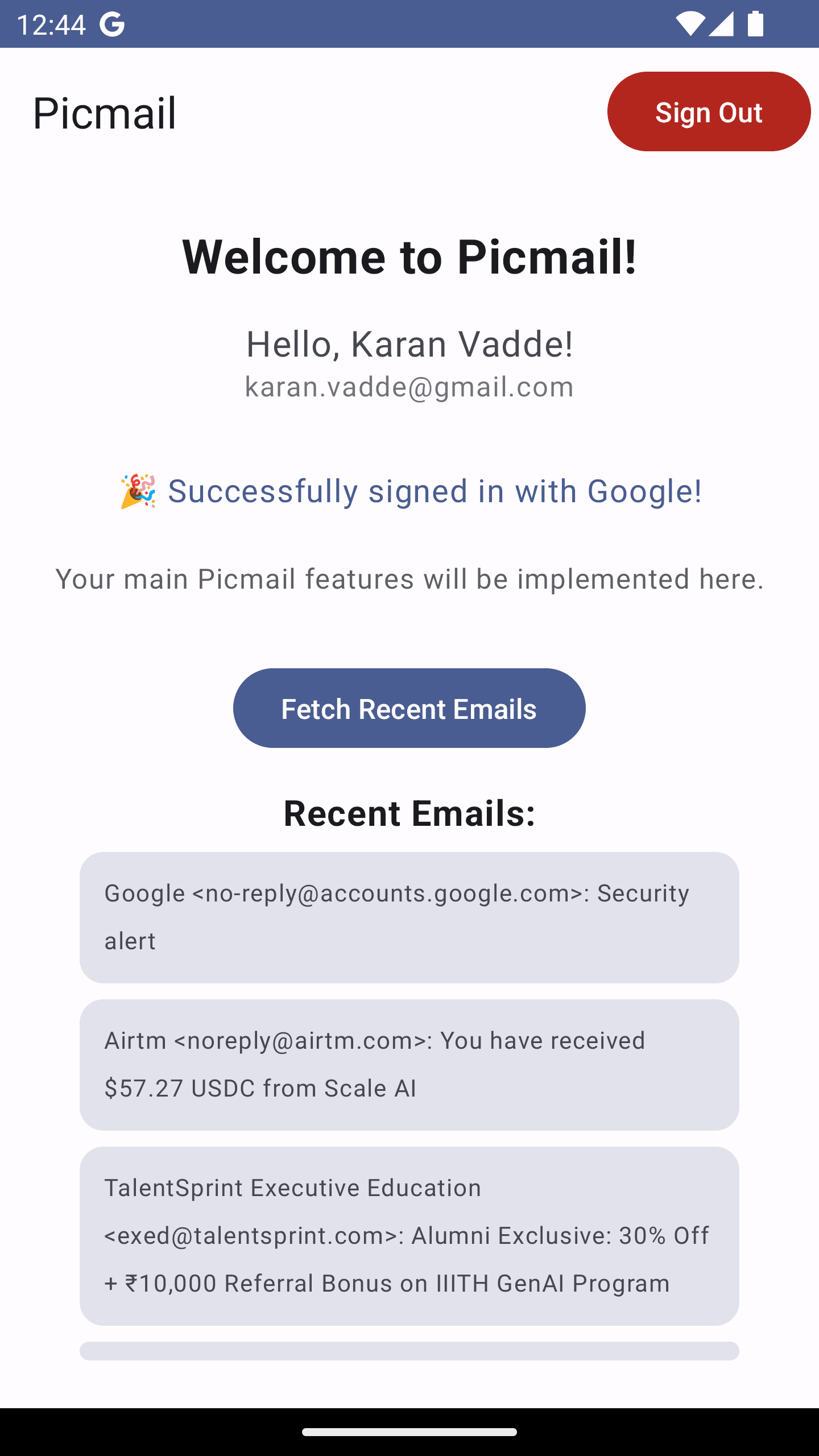 Picmail screenshot